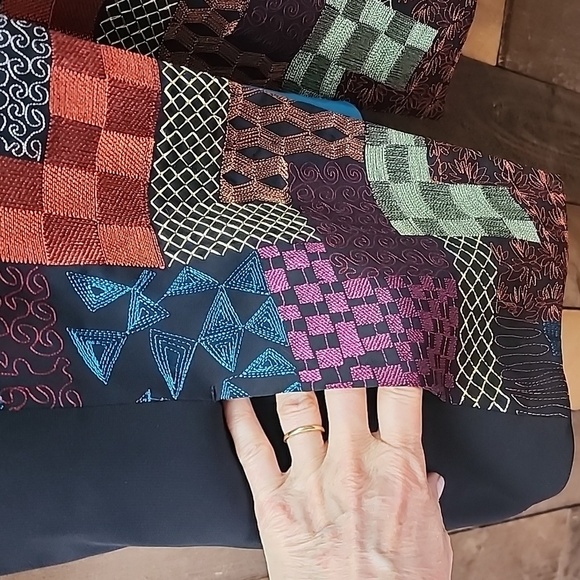 Chico's Womens Size 2 Multicolor Patchwork Vest - Picture 2 of 6